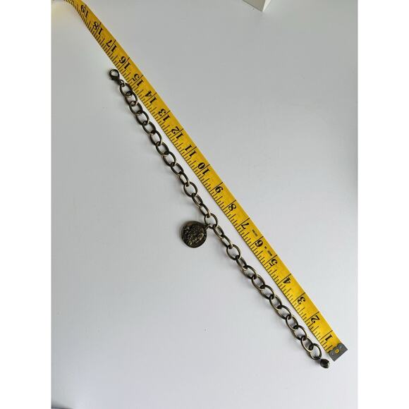 French Kande Brassy Metal Chain Good Luck French JEUMONT Gods Coin Pendant 16" - Picture 6 of 10